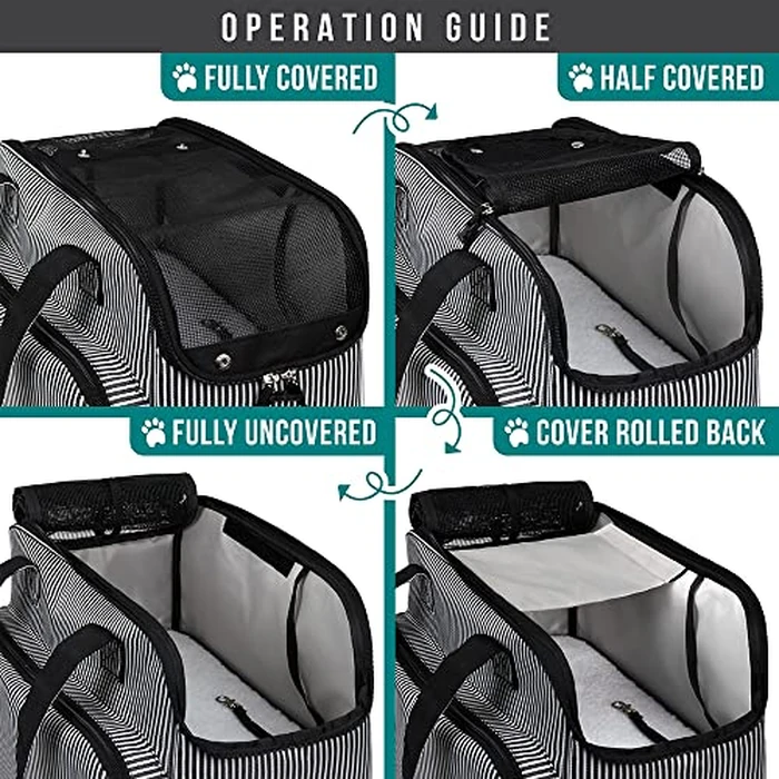 PetAmi Small Dog Purse Carrier, Soft-Sided Pet Carrier Bag with Pockets, Portable Puppy Cat Travel Handbag Tote, Airline Approved Breathable Mesh, Poop Bag Dispenser, Max 18 lbs, Stripe Black by PetAmi - Image 5
