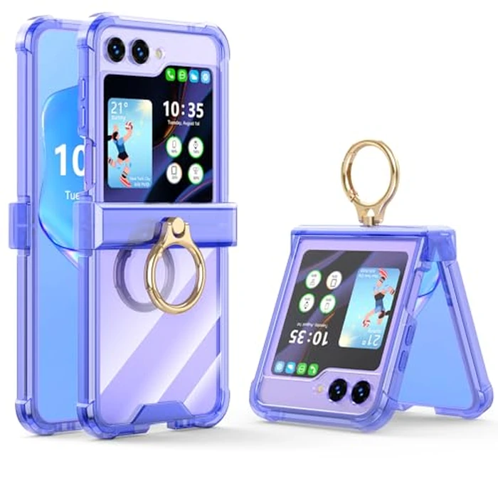 DAKORIE Case for Samsung Galaxy Z Flip 6 Case with Ring Shockproof Kickstand Hinge Protection Phone Cover for Samsung Galaxy Z Flip 6 5G(Crystal Purple) by DAKORIE - Used - Like New condition - US$7.10