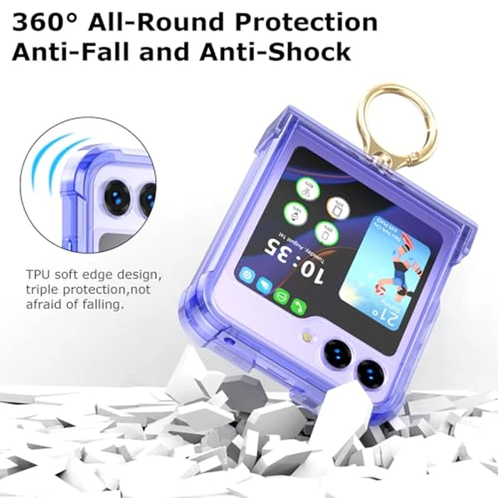 DAKORIE Case for Samsung Galaxy Z Flip 6 Case with Ring Shockproof Kickstand Hinge Protection Phone Cover for Samsung Galaxy Z Flip 6 5G(Crystal Purple) by DAKORIE - Image 2