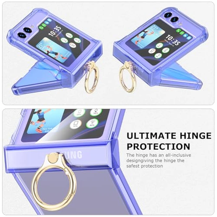 DAKORIE Case for Samsung Galaxy Z Flip 6 Case with Ring Shockproof Kickstand Hinge Protection Phone Cover for Samsung Galaxy Z Flip 6 5G(Crystal Purple) by DAKORIE - Image 3