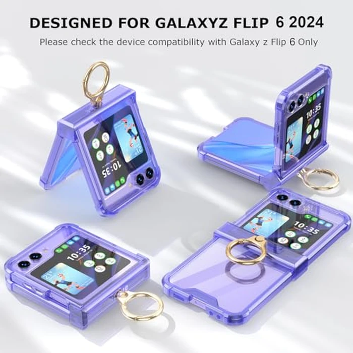 DAKORIE Case for Samsung Galaxy Z Flip 6 Case with Ring Shockproof Kickstand Hinge Protection Phone Cover for Samsung Galaxy Z Flip 6 5G(Crystal Purple) by DAKORIE - Image 4