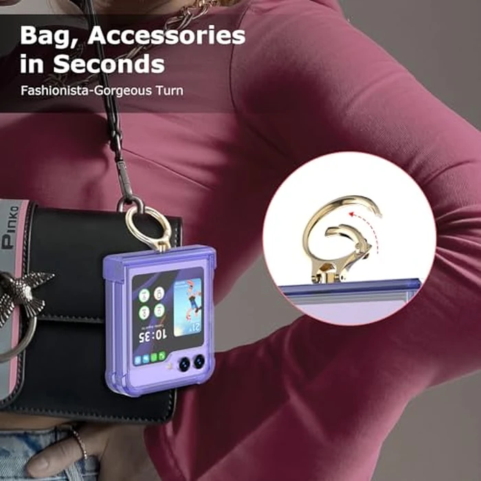 DAKORIE Case for Samsung Galaxy Z Flip 6 Case with Ring Shockproof Kickstand Hinge Protection Phone Cover for Samsung Galaxy Z Flip 6 5G(Crystal Purple) by DAKORIE - Image 5