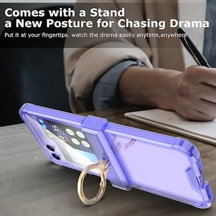 DAKORIE Case for Samsung Galaxy Z Flip 6 Case with Ring Shockproof Kickstand Hinge Protection Phone Cover for Samsung Galaxy Z Flip 6 5G(Crystal Purple) by DAKORIE - Image 6