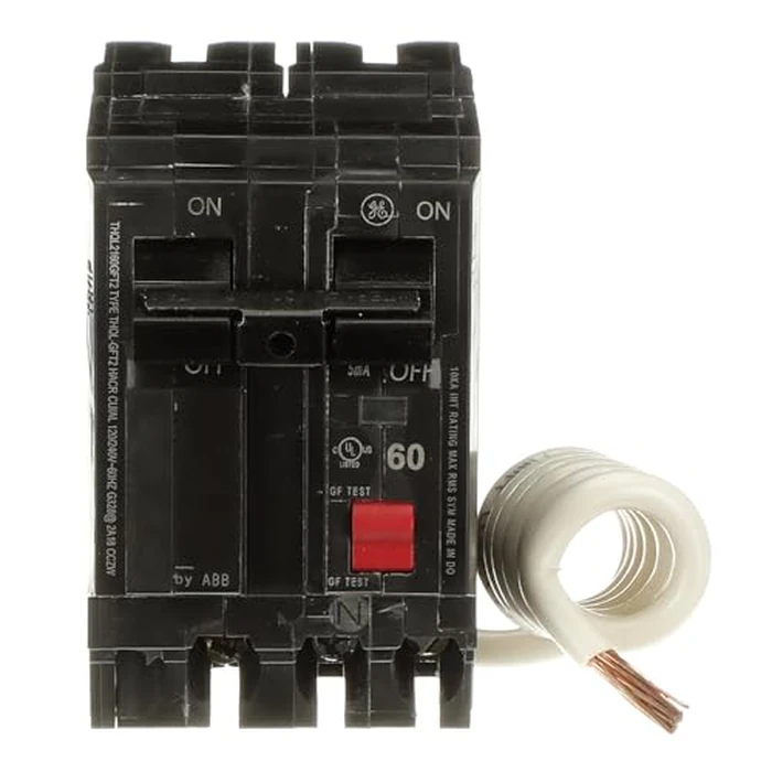 ABB Q-Line(R) THQL2160GFT2 60A Circuit Breaker • 60 Amp Double Pole Ground Fault Breaker with Self-Test • 2-Pole Ground Fault Circuit Interrupter • Electrical Safety Switch by ABB - Image 1