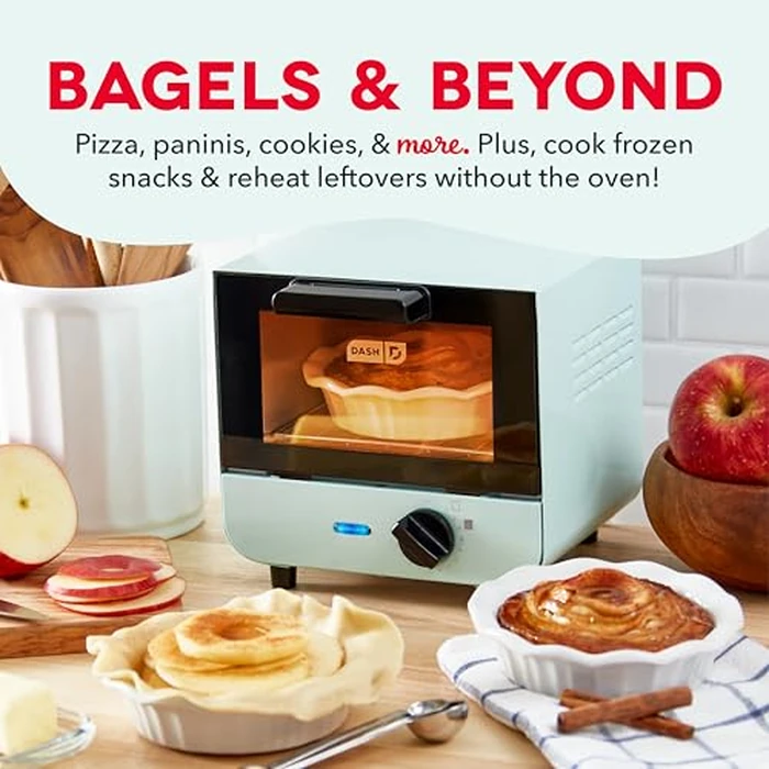 Dash Mini Toaster Oven - Sleek & Stylish - For Creative Homemade Treats - Compact, Space-Saving Design - adjustable temperature dial - Removable Baking Tray - Aqua by DASH - Image 5
