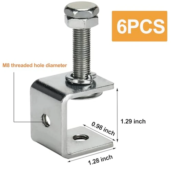 6 Pack Stainless Steel C Clamp - 1-3/16 Inch Small C Clamp Set, Heavy Duty Metal C Clamps Mini Tiger G-Clamp Adjustable U Clamps with Stable Wide Jaw Opening for Fixed Woodworking and Welding Mounting by Pioleackflew - Image 3