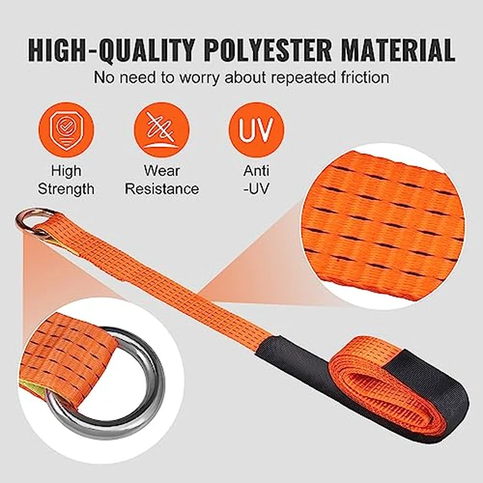 VEVOR - Car Tie Down with Chain Anchors, Loop Style, 2x120 Tire Straps 5000 lbs Working Load Breaking Strength with Heavy Duty Ratchets for Passenger Car ATV SUV UTV Truck 4 Pack by VEVOR - Image 3