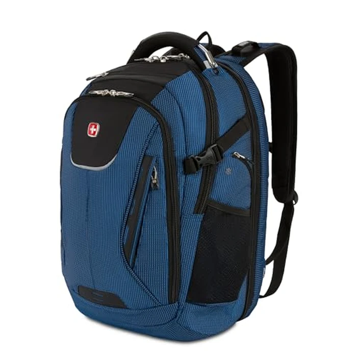 SWISSGEAR Travel Tech Elite USB ScanSmart Laptop Backpack Fits up to 16-Inch Laptop with TSA Lay-Flat for School & Trips, Black/Blue, 18-Inch by SwissGear - Used - Very Good condition - CA$137.76
