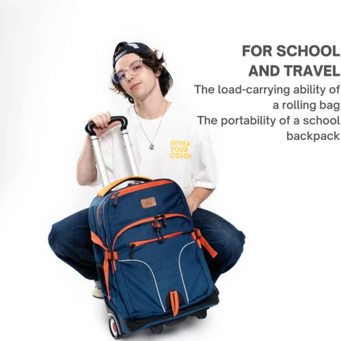 J World Lunar Rolling Backpack. Laptop Bag With Wheels. Wheeled Carry-On Travel Luggage, Black by J World New York - Image 2