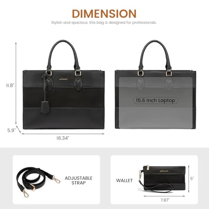LOVEVOOK Laptop Tote Bag for Women, Work Totes Business Office Computer Briefcase with Clutch Purse by LOVEVOOK - Image 6