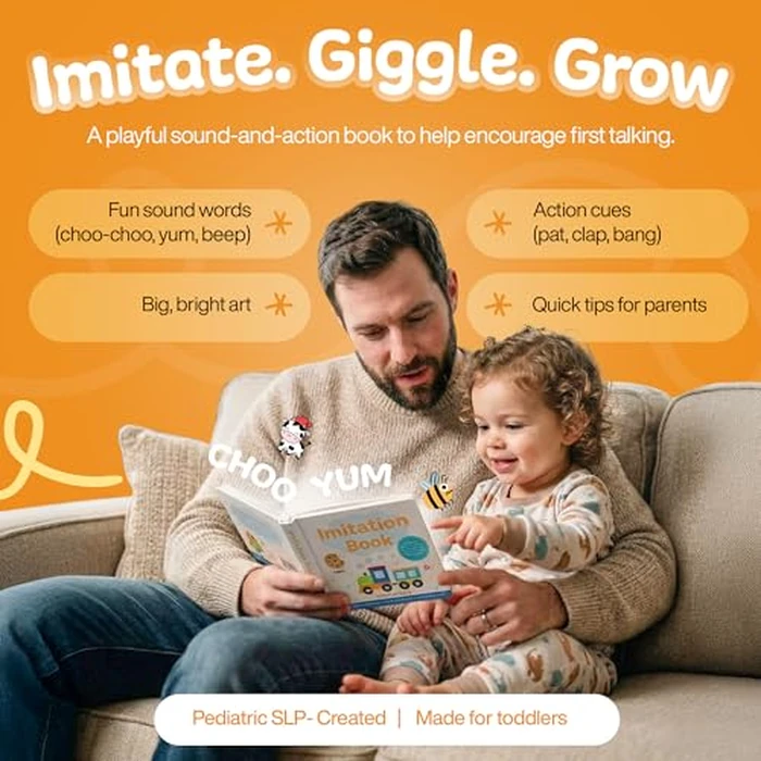 Imitation Book: Interactive & Fun Learn to Talk Board Book For Toddlers Ages 0-4, Written by a Speech Therapist by Twin Cities Speech Therapy Publishing - Image 2