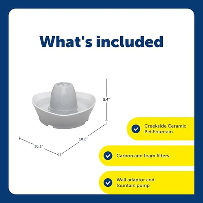 PetSafe Ceramic Pet Fountain - for Cats and Small Dogs - 60 Oz Water Capacity - Whisper-Quiet Water Flow - Great for Shy or Timid Pets - Fresh, Filtered Water by PetSafe - Image 4