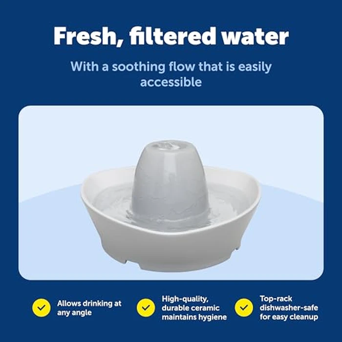 PetSafe Ceramic Pet Fountain - for Cats and Small Dogs - 60 Oz Water Capacity - Whisper-Quiet Water Flow - Great for Shy or Timid Pets - Fresh, Filtered Water by PetSafe - Image 7