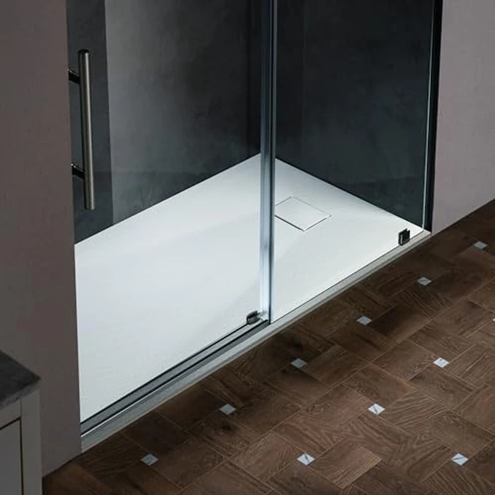 WOODBRIDGE 47.25 in L x 35.4 in W Zero Threshold End Drain Shower Base with Reversible Drain Placement, Matching Decorative Plate and Tile Flange, Wheel Chair Access, Low Profile, White by WOODBRIDGE - Image 2