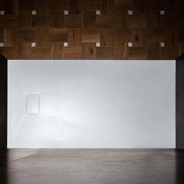 WOODBRIDGE 47.25 in L x 35.4 in W Zero Threshold End Drain Shower Base with Reversible Drain Placement, Matching Decorative Plate and Tile Flange, Wheel Chair Access, Low Profile, White by WOODBRIDGE - Image 3