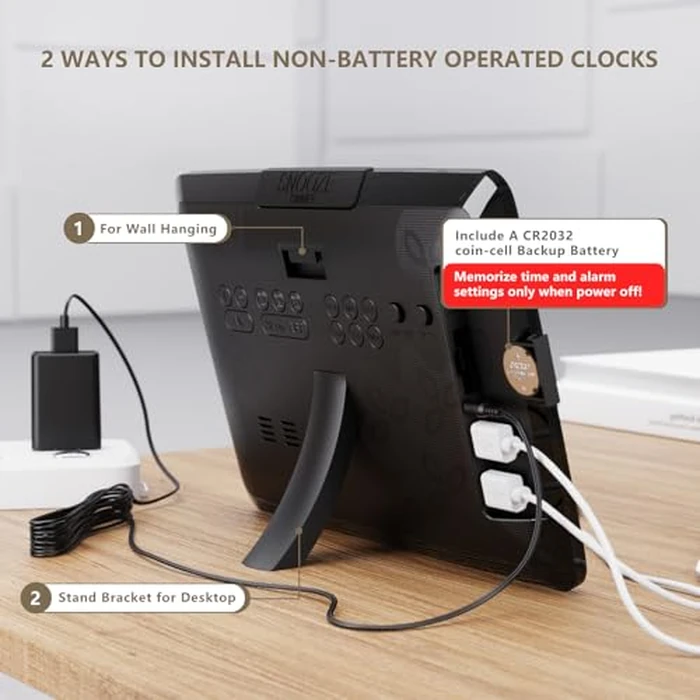 Raynic Digital Clock, 11.5" Large Display Calendar Clock with Day and Date, Indoor Temperature, Adjustable Brightness, Snooze,12/24H, DST for Home, Office, Elderly by Raynic - Image 6