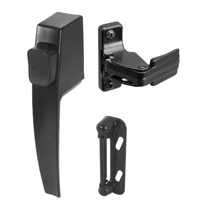 Prime-Line K 5007 Screen and Storm Door Push Button Latch Set With Night Lock, Fits Doors 5/8 - 1-1/4 In. Thick, Black Finish (Single Pack) by PRIME-LINE - Image 1