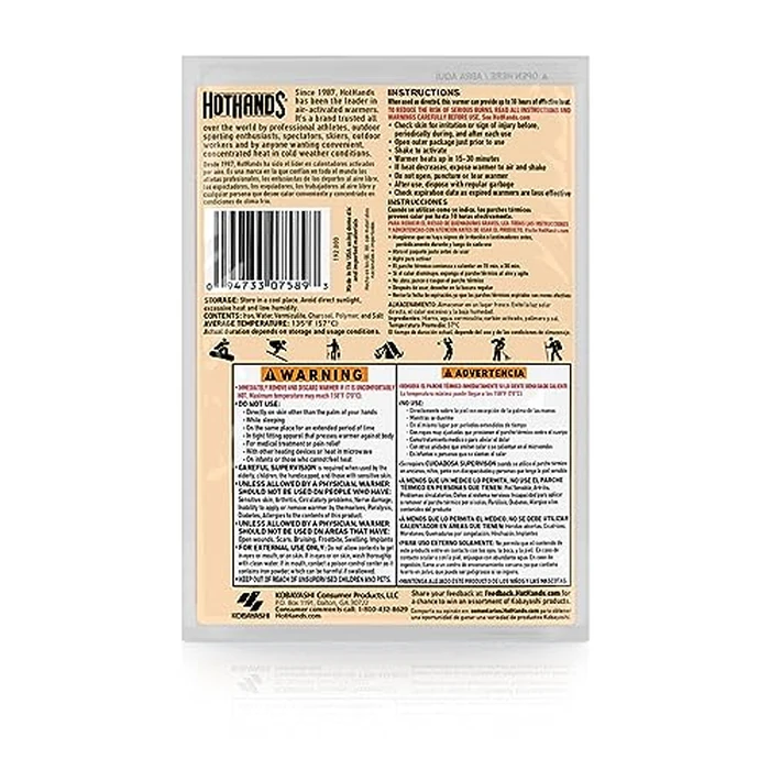 Hothands HH1ED240E-AMZ Body & Hand Super Warmers - Long Lasting Safe Natural Odorless Air Activated Warmers - Up to 18 Hours of Heat - 40 Individual Warmers by HotHands - Image 4