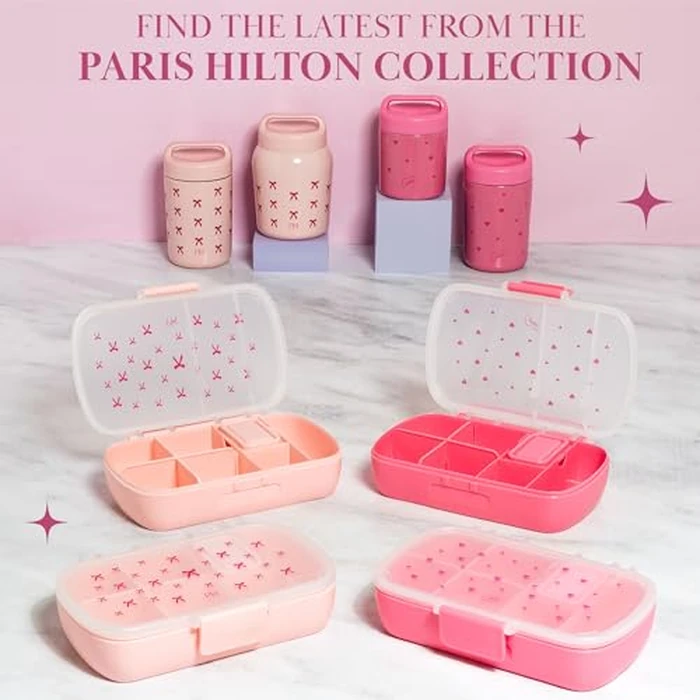 Paris Hilton Stainless Steel Food Jar, Double Wall Vacuum Sealed Insulated Food Storage Container with Carry Handle Lid, 12-Ounce, Pink with Bow Design by Paris Hilton - Image 7