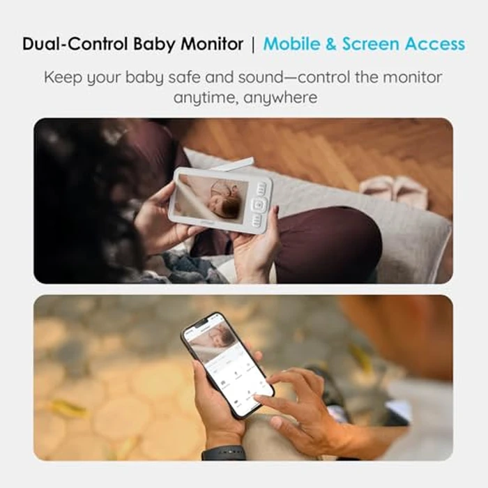 ieGeek Baby Monitor 2 Cameras with 5" 720P Split Screen,HD Night Vision,Auto Tracking&Crying Dectetion,2-Way Talk,Temperature&Humidity Sensor,WiFi Baby Monitor with Smartphone App by ieGeek - Image 3