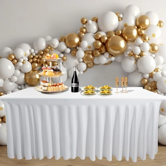 48" L x 24" W x 30" H | White 1 Pack Spandex Fitted Table Skirt for Rectangle Tables | 48-Inch Stretch Table Cloth | Ideal for Trade Shows, Banquets, Restaurants, Parties, Events by Yoquare - Image 7