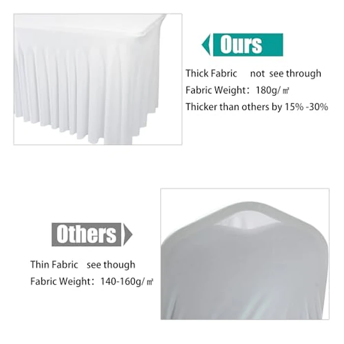 48" L x 24" W x 30" H | White 1 Pack Spandex Fitted Table Skirt for Rectangle Tables | 48-Inch Stretch Table Cloth | Ideal for Trade Shows, Banquets, Restaurants, Parties, Events by Yoquare - Image 8