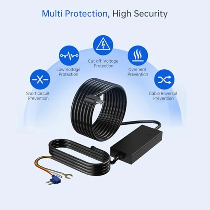E-YEEGER 11.5ft Type-C Dash Cam Hardwire Kit (V5F), 12V-24V to5V 3A Car Dashboard Cam Charger Power Cable with 4 Fuse Taps, Low Voltage Protection for V100、V100Pro、S50 by E-YEEGER - Image 4