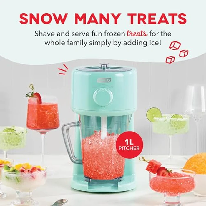 Dash Deluxe Shaved Ice & Slushy Maker - Easy-to-Use Slushy & Snow Cone Maker - Includes Serving Pitcher & Recipe Guide for Homemade Treats - Aqua by DASH - Image 2