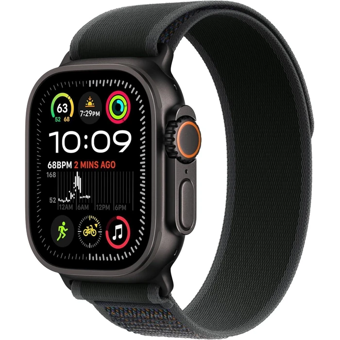 Apple Watch Ultra 2 (Cellular + GPS) - 64GB - 49mm - Black Titanium Case with Black Textile Trail Loop Band - S/M Size by Apple - Image 1