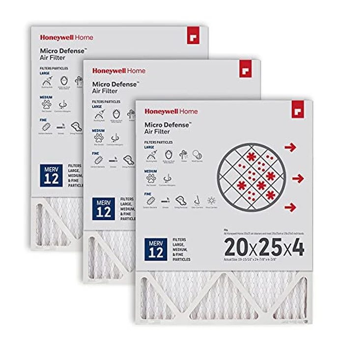 Honeywell Home 20x25x4 MERV 12, AC Furnace Air Filter, 3 PACK (CF200A1016-3PKAM) (Actual Dimensions: 19.9 x 24.9 x 4.38 in.) by Honeywell Home - Used - Very Good condition - US$79.26
