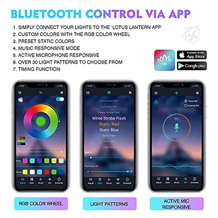 Xprite Double Row RGB LED Car Interior Bluetooth Light Strips with Remote & APP Control, Music Sync Under Dash Footwell Neon Internal Lighting Kit w/Cigarette Adapter,Valentines Day Gift for Him Her by Xprite - Image 6