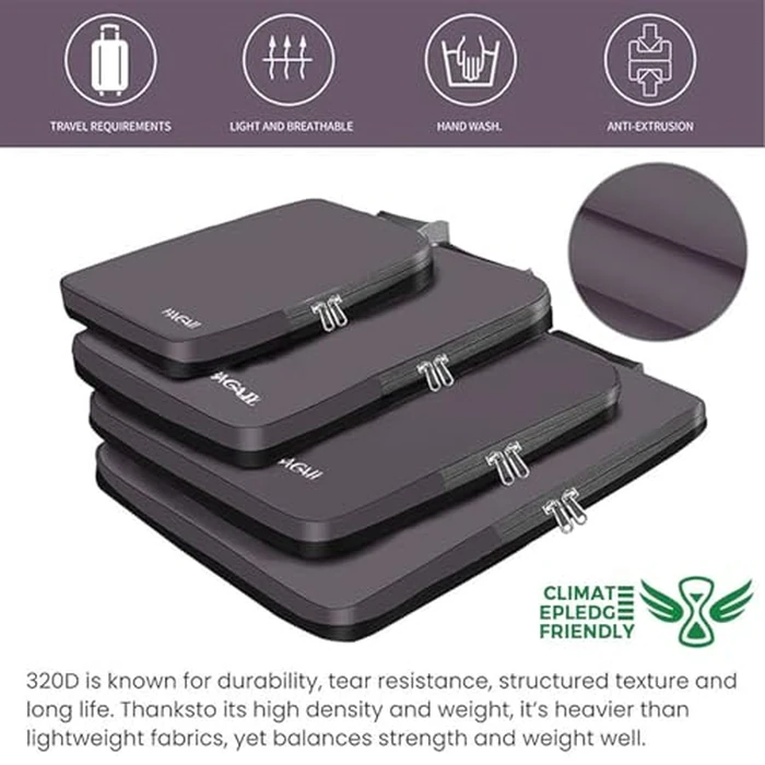 BAGAIL 4 Set/6 Set/8 Set Compression Packing Cubes Travel Accessories Expandable Packing Organizers (Cloth Pattern, 4-Dark Greyish) by BAGAIL - Image 5