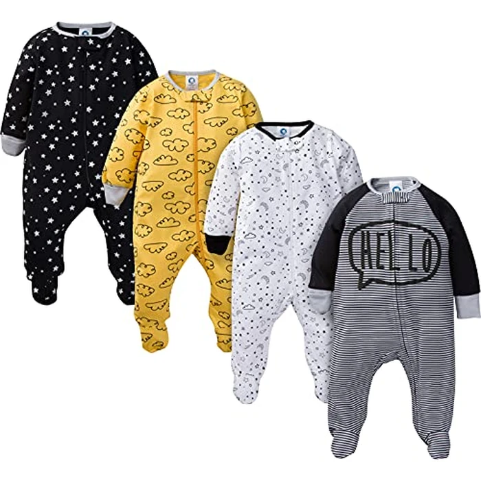 Gerber baby boys 4 Pack 'N Play Footie and Toddler Sleepers, Star, Preemie US by Gerber - Image 1