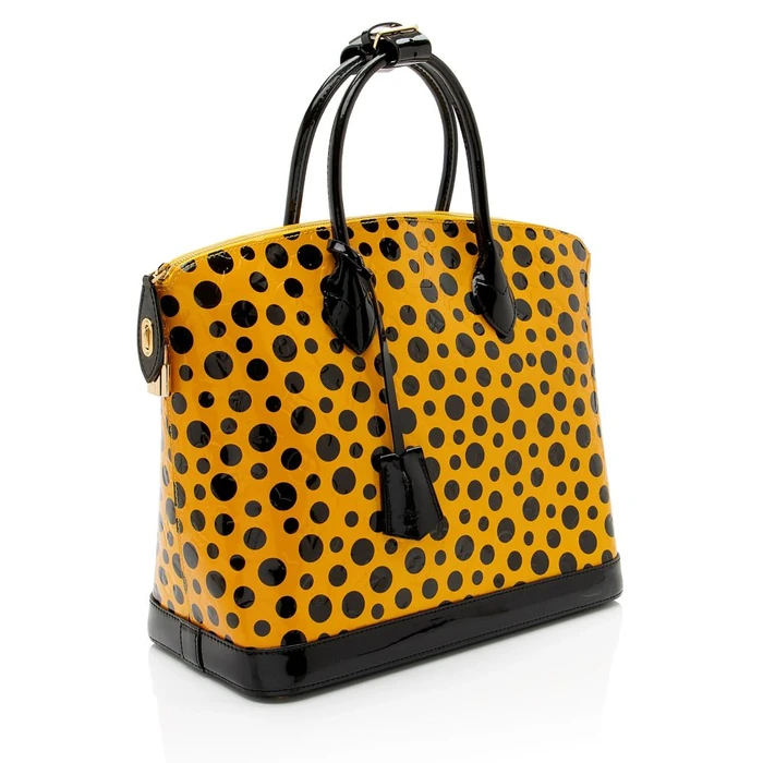 Louis Vuitton Limited Edition Kusama Monogram Vernis Infinity Dots Lockit MM Satchel - Patent Leather - Yellow/Black by Louis Vuitton - Image 2