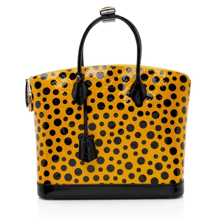 Louis Vuitton Limited Edition Kusama Monogram Vernis Infinity Dots Lockit MM Satchel - Patent Leather - Yellow/Black by Louis Vuitton - Image 1