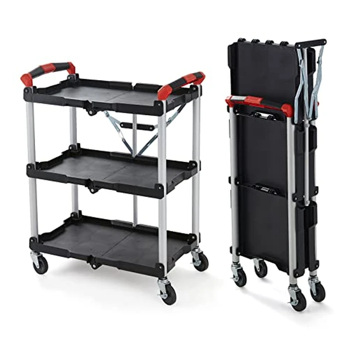 Olympia Tools 410-007 Pack-N-Roll 150 lbs Folding Collapsible Service Cart, Black/Red by Olympia Tools - Used - Very Good condition - US$69.08