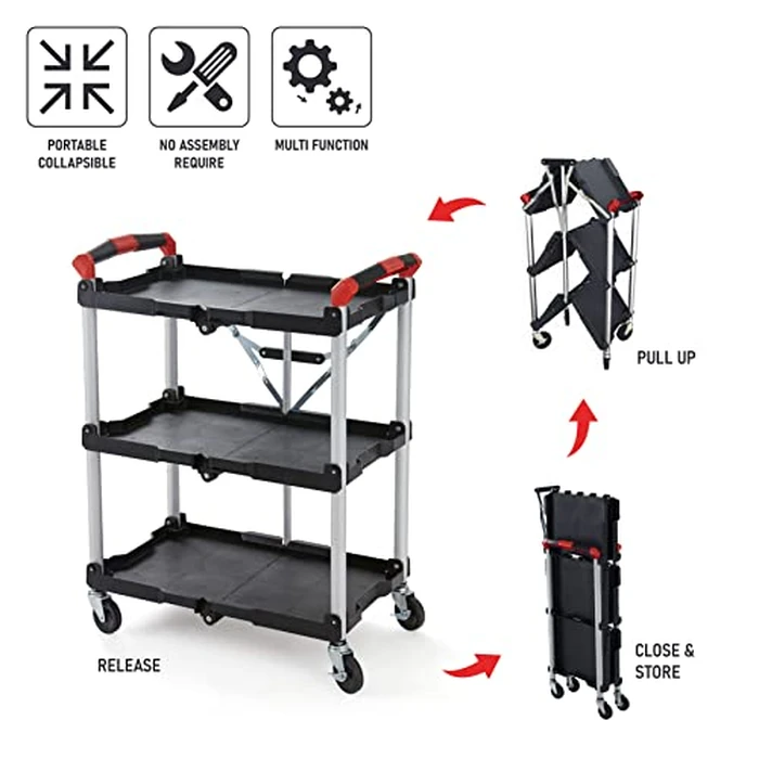Olympia Tools 410-007 Pack-N-Roll 150 lbs Folding Collapsible Service Cart, Black/Red by Olympia Tools - Image 2