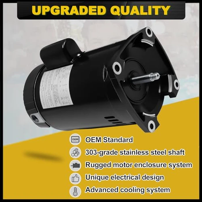 1.5 HP Pool Pump Motor Compatible with A.O. Smith Century B2854 B854, for Pentair Sta-Rite Whisperflo Challenger Pinnacle Anthony Pumps, 1-1/2 HP Single Speed Square Flange Pool Motor, 230/115 V by FOREBEN - Image 4