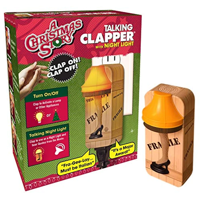 Clapper A Christmas Story Nightlight Leg Lamp, Says Movie Quotes, Wireless Sound Activated On/Off Light Switch, Clap Detection, Perfect for Kitchen/Bedroom/TV/Appliances, 120 V Wall Plug, Smart Home by Clapper - Used - Very Good condition - US$17.62