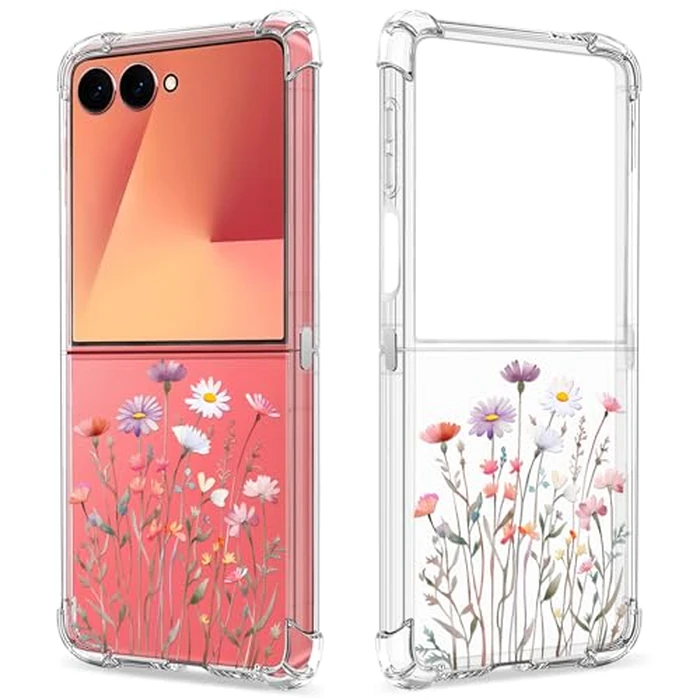 GREATRULY Floral Clear Case for Samsung Galaxy Z Flip 7 for Women Girls,Pretty Phone Cover for Galaxy Z Flip7,Flower Design Cute Pattern Slim Flexible Drop Proof Protective TPU Bumper Case,FL-37 by GREATRULY - Used - Good condition - CA$4.09