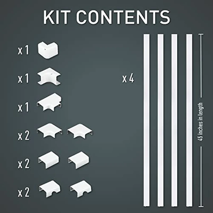 Legrand Wiremold C310 Cordmate III 10 Foot 11 Piece Cord Cover Kit, Organizer for Wall, Holds Up to 5 Cords or Cables, 45"L x 1.5"W, White (1 Pack) by Wiremold - Image 7