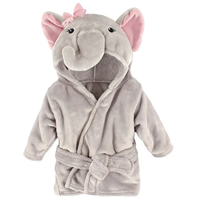 Hudson Baby Unisex Baby Plush Animal Face Bathrobe, Pretty Elephant, 0-9 Months by Hudson Baby - Image 1