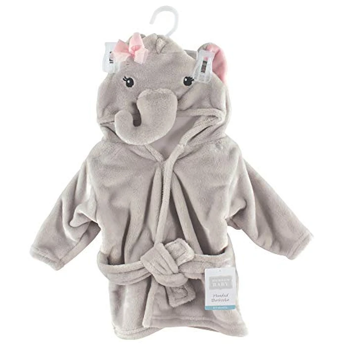 Hudson Baby Unisex Baby Plush Animal Face Bathrobe, Pretty Elephant, 0-9 Months by Hudson Baby - Image 2
