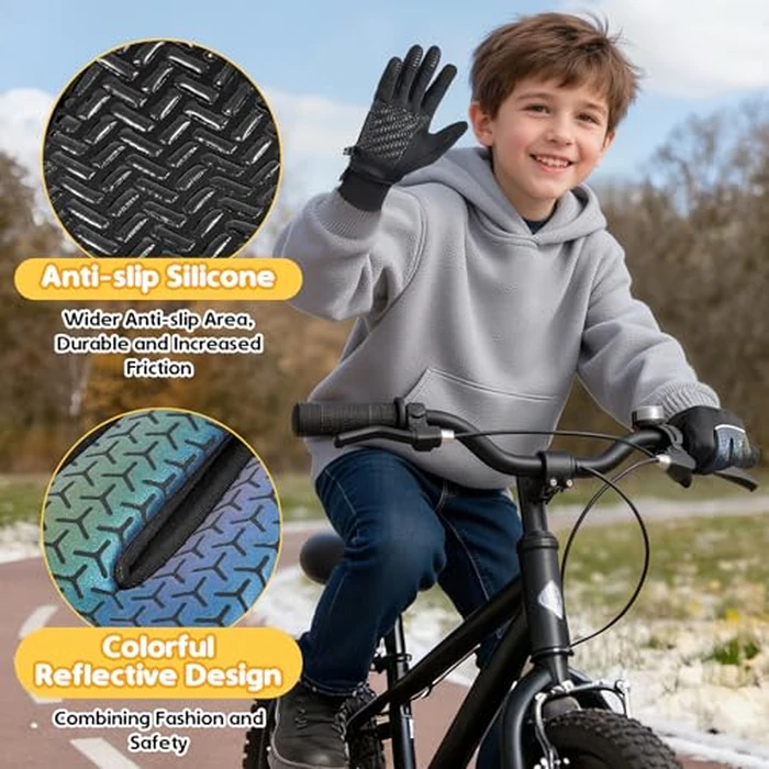 Trodalo Kids Winter Warm Gloves for Boys Girls Touchscreen Anti-Slip Cold Weather Kids Cycling Gloves for Outdoor Sports by Trodalo - Image 2
