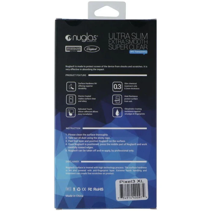 Nuglas Crystal Clear Premium Tempered Glass Screen Protector for Google Pixel 3 XL - Transparent by Nuglas - Image 3