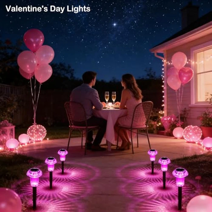 Lffital Solar Lights Outdoor 8 Pack Mother's Day Solar Pathway Lights Outdoor Pink Purple Mushroom LED Waterproof Lighting Stake for Women Outside Yard Path Garden Lawn Landscape by Lffital - Image 2