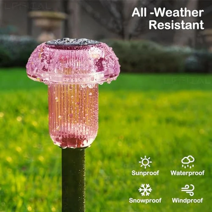 Lffital Solar Lights Outdoor 8 Pack Mother's Day Solar Pathway Lights Outdoor Pink Purple Mushroom LED Waterproof Lighting Stake for Women Outside Yard Path Garden Lawn Landscape by Lffital - Image 7