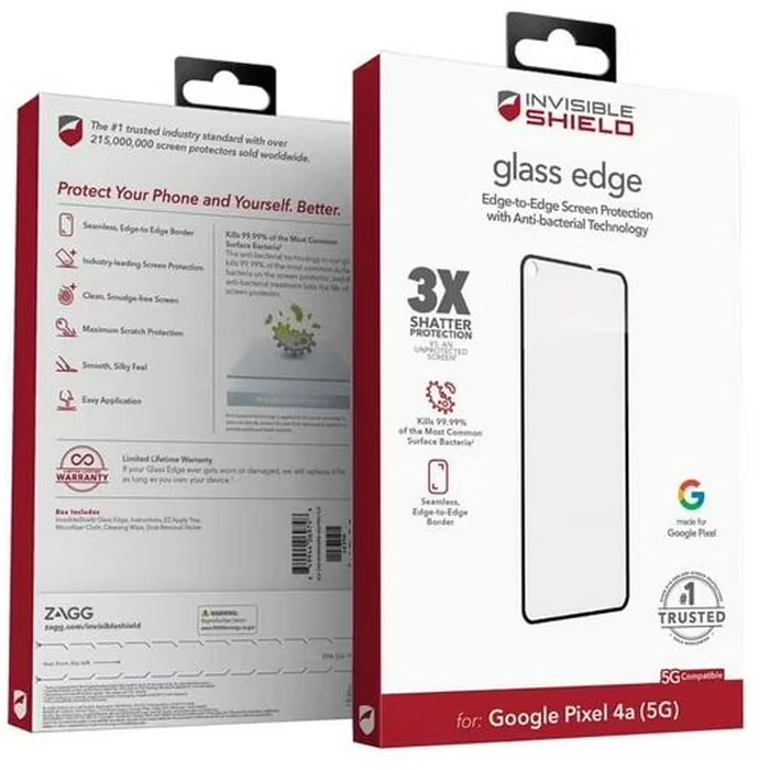 Zagg Invisible Shield (Glass) Tempered Glass for Google Pixel 4a (5G) - Clear by Zagg - Refurbished - Brand New condition