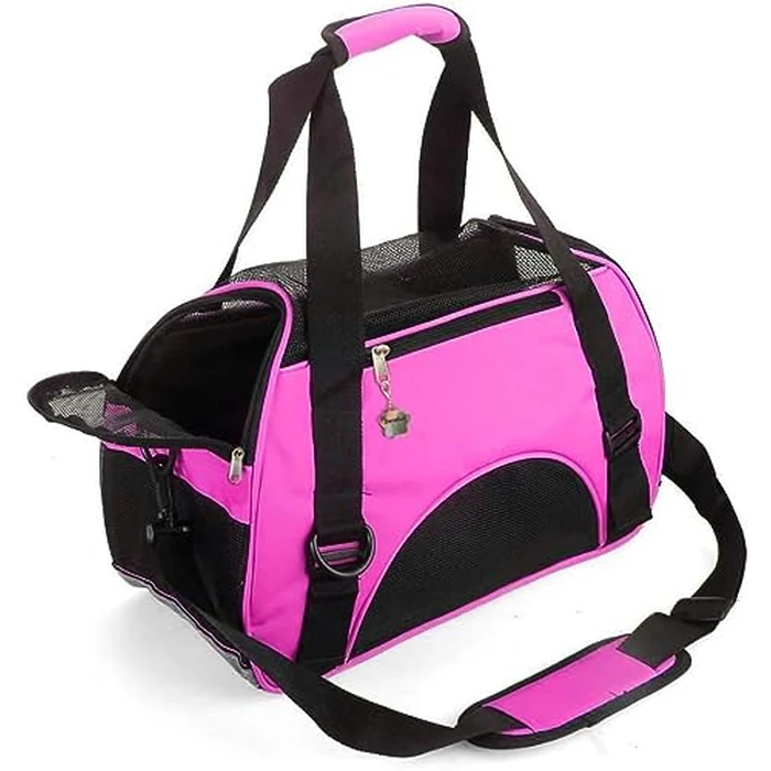 ZaneSun Cat Carrier,Soft-Sided Pet Travel Carrier for Cats,Dogs Puppy Comfort Portable Foldable Pet Bag Airline Approved (Small Rosered) by ZaneSun - Used - Like New condition - CA$19.10