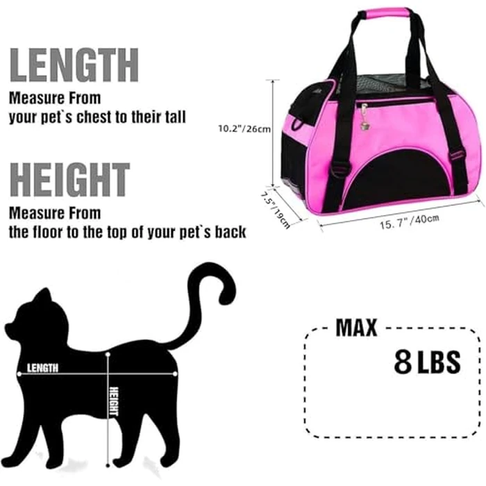ZaneSun Cat Carrier,Soft-Sided Pet Travel Carrier for Cats,Dogs Puppy Comfort Portable Foldable Pet Bag Airline Approved (Small Rosered) by ZaneSun - Image 2